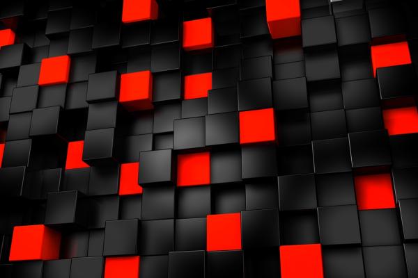 Кубики, Черный, Красный, HD, 2K