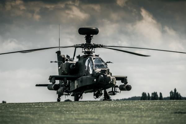 Ah-64D Apache, Ударный Вертолет, Royal Air Force, Темное Небо, HD, 2K