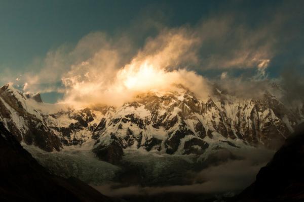 Аннапурна, Гималаи, Непал, Облака, Гора, Закат, HD, 2K, 4K