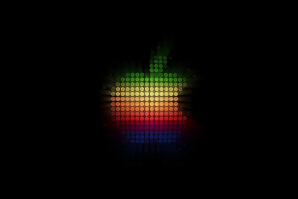 Логотип Apple, Темный Фон, Разноцветный, HD, 2K