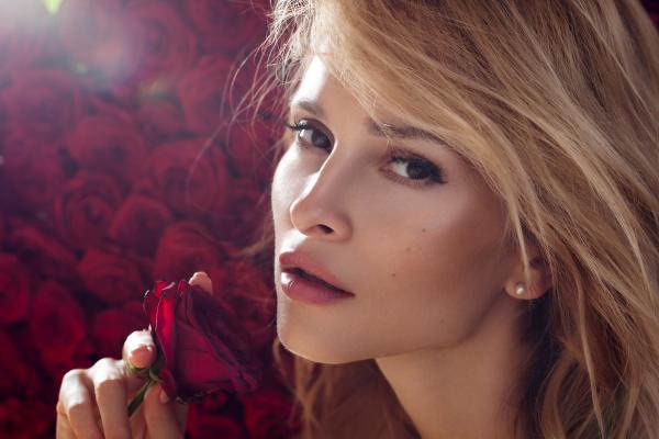 Красивая Женщина, Модель, Красная Роза, HD, 2K
