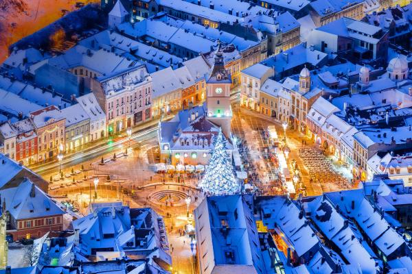 Рождество, Брашов, Румыния, Зима, Снег, HD, 2K, 4K, 5K