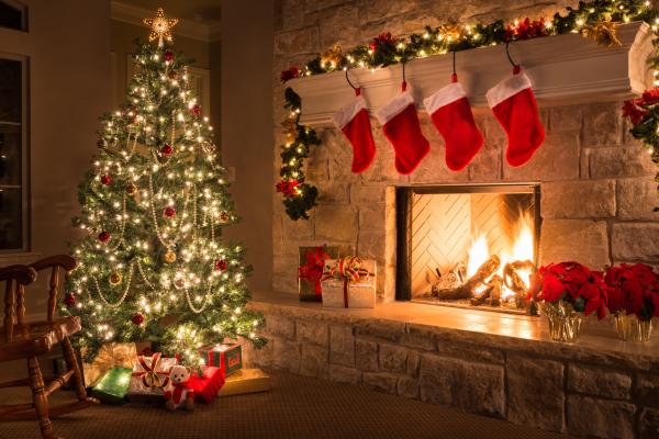 Рождество, Новый Год, Подарки, Елка, Камин, Украшения, HD, 2K, 4K, 5K
