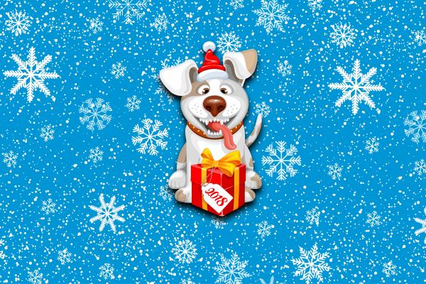 Рождество, Новый Год, Snow, Dog, Cute Animals, HD, 2K, 4K, 5K, 8K