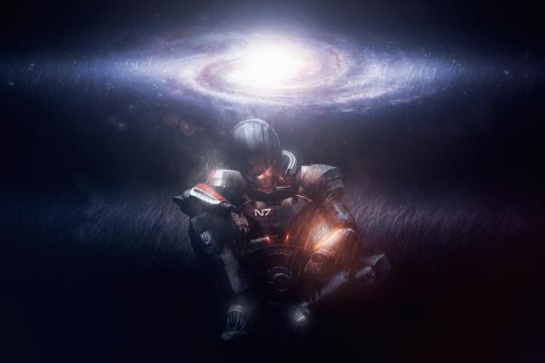 Командир Шепард, Mass Effect, Млечный Путь, Спиральная Галактика, HD, 2K, 4K, 5K, 8K