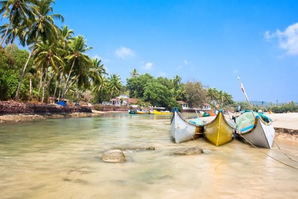 Гоа, Индия, Индийский Океан, Пальмы, Лодки, Путешествия, Туризм, Лучшие Пляжи Мира, HD, 2K, 4K