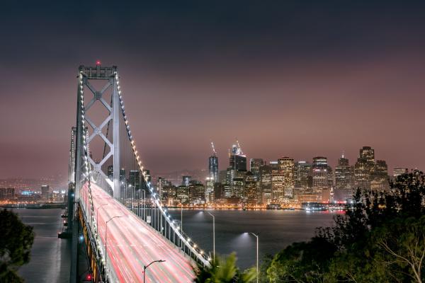 Мост Золотые Ворота, Ночь, Сан-Франциско, Калифорния, HD, 2K