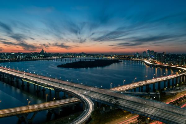 Река Хан, Мост, Сеул, Южная Корея, HD, 2K, 4K, 5K