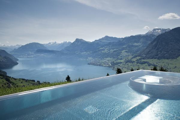 Отель Villa Honegg, Бюргеншток, Швейцария, Пейзажный Бассейн, Бассейн, Путешествия, Туризм, HD, 2K, 4K, 5K