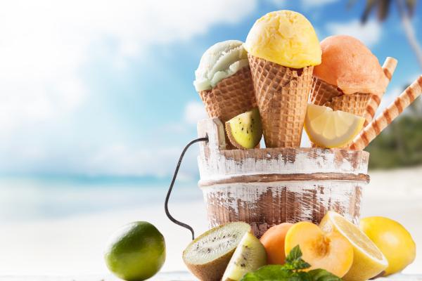 Мороженое, Пляж, Лимон, Абрикос, Лайм, Вкусно, HD, 2K, 4K, 5K