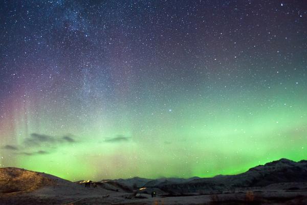 Исландия, Северное Сияние, Горы, Ночь, Звезды, HD, 2K, 4K, 5K