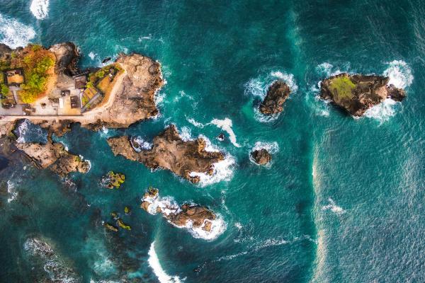 Остров, Скалы, Бали, Индонезия, Вид С Воздуха, Фото Беспилотника, Морской Пейзаж, HD, 2K, 4K