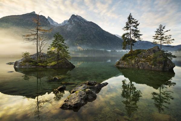 Озеро Хинтерзее, Берхтесгаден, Бавария, Германия, Горы, Альпы, HD, 2K, 4K