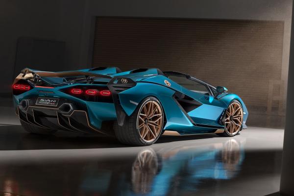 Lamborghini Sian Roadster, Суперкар, Автомобили 2021 Года, Электромобили, HD, 2K