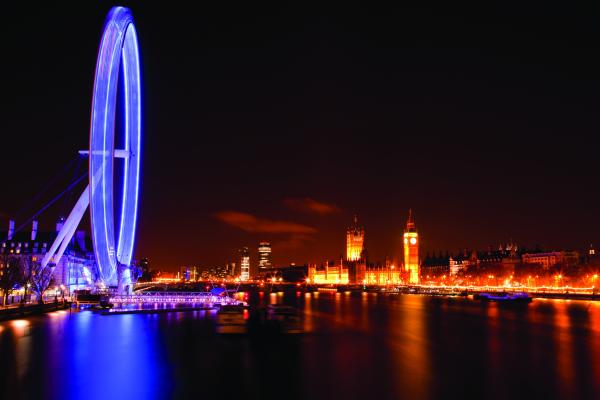 Лондонский Глаз, Англия, Путешествие. Туризм, Ночь, HD, 2K, 4K