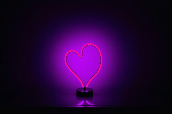 Влюбленное Сердце, Неон, Фиолетовый, Свет, HD, 2K, 4K