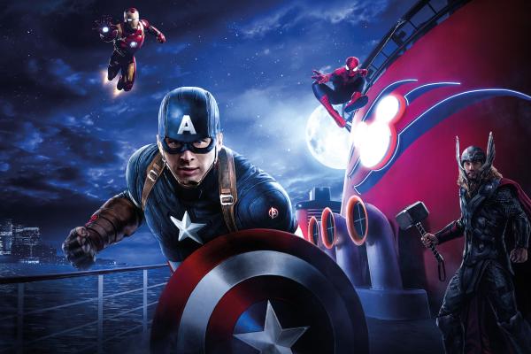 Marvel Day At Sea, Железный Человек, Капитан Америка, Человек-Паук, Тор, Супергерои Marvel, HD, 2K, 4K, 5K