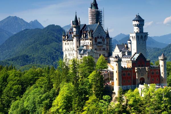 Замок Нойшванштайн, Бавария, Германия, Альпы, Гора, Замок, Путешествия, Туризм, HD, 2K, 4K, 5K