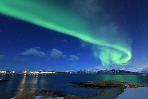 Северное Сияние, Норвегия, Lake, Winter, HD, 2K, 4K, 5K