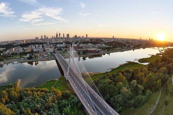 Польша, Варшава, Река Висла, Свентокшиский Мост, HD, 2K, 4K