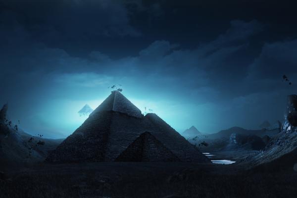 Пирамиды, Цифровая Краска, Гравитация, 4К, HD, 2K, 4K
