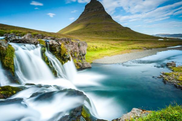 Рейкьявик, Исландия, Водопад, Река, Гора, HD, 2K, 4K