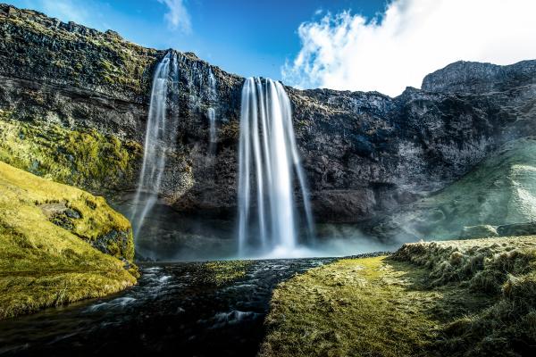 Seljalandsfoss, Водопад, Исландия, Пейзаж, HD, 2K, 4K