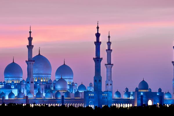 Мечеть Шейха Зайда, Абу-Даби, Sky, Sunset, HD, 2K, 4K