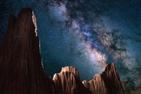 Звездное Небо, Собор Gorge State Park, Невада, Скалы, Ночь, HD, 2K, 4K, 5K