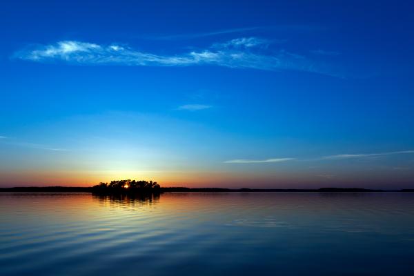 Закат, Отражения, Голубое Небо, Морской Пейзаж, HD, 2K