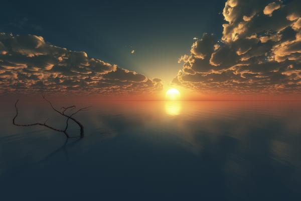 Закат, Вид На Море, Облака, HD, 2K, 4K