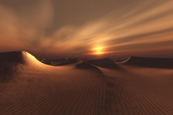 Закат, Дюны, Пустыня, Песок, HD, 2K, 4K, 5K