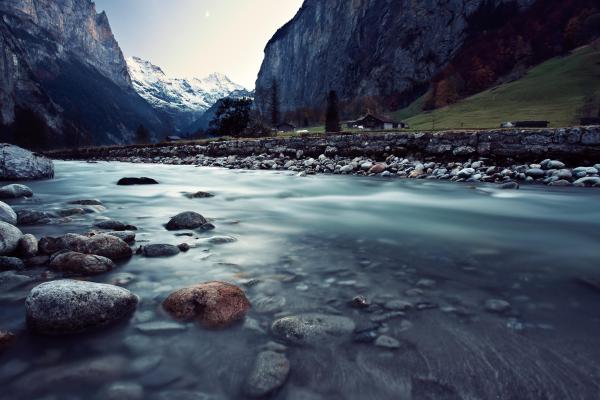 Швейцария, Река, Горы, Скалы, HD, 2K, 4K