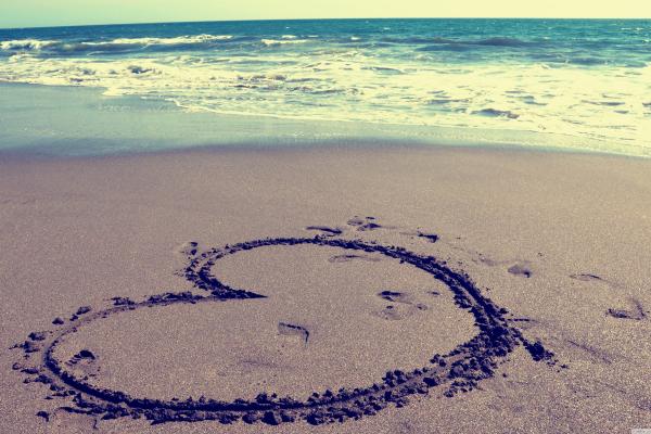 День Святого Валентина, 14 Февраля, Сердце, Песок, Море, Любовь, HD, 2K, 4K