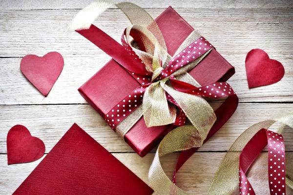 День Святого Валентина, Любовь, Сердечки, Подарок, Лента, HD, 2K, 4K, 5K