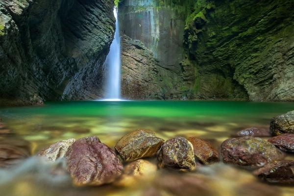 Водопад, Пещера, Земля, Лес, HD, 2K, 4K
