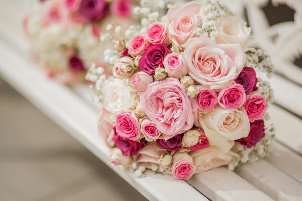 Свадебный Букет, Розовые Розы, Baby Pink, HD, 2K, 4K, 5K