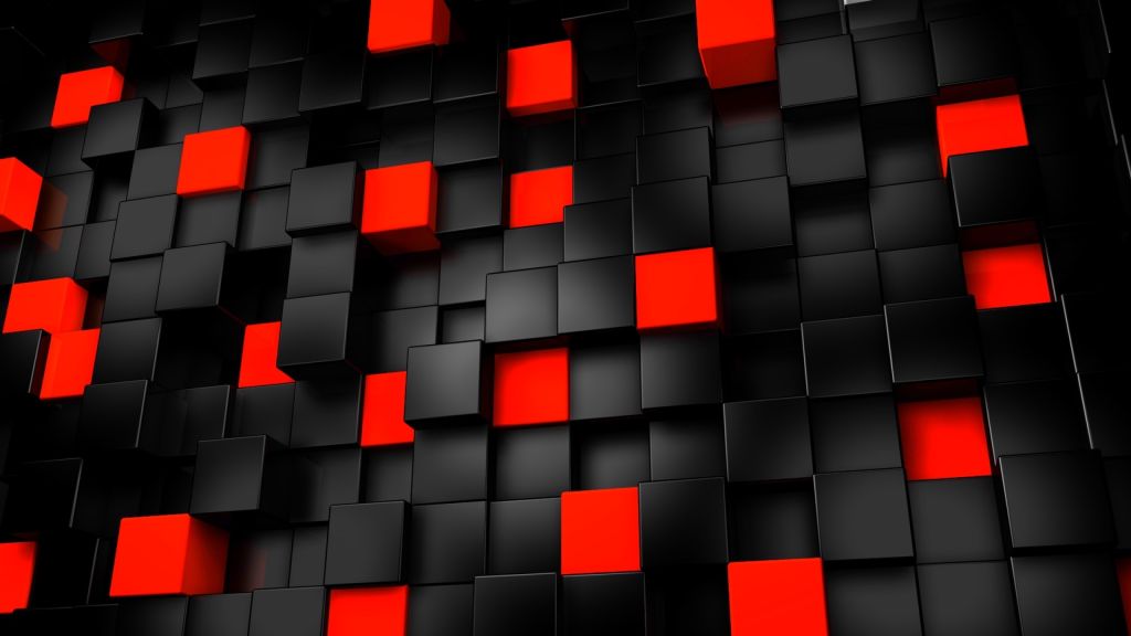 Кубики, Черный, Красный, HD, 2K