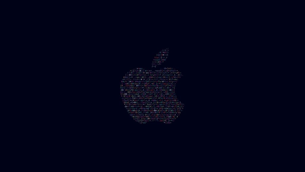 Apple, Логотип Apple, Код, Темный Фон, Черный, Минимальный, HD, 2K, 4K