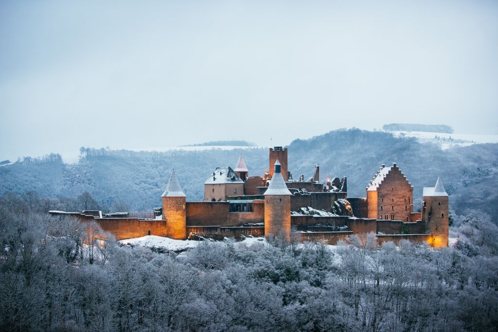Замок Буршайд, Люксембург, Зима, HD, 2K, 4K, 5K