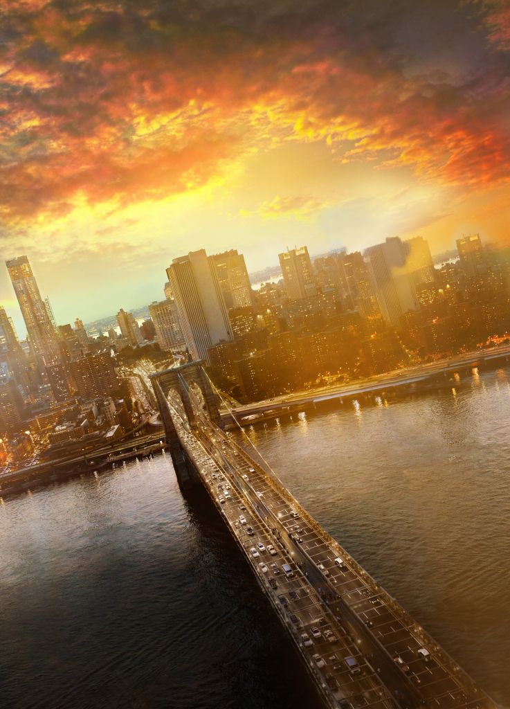 Бруклинский Мост, Городской Пейзаж, Закат, Нью-Йорк, Сша, HD, 2K