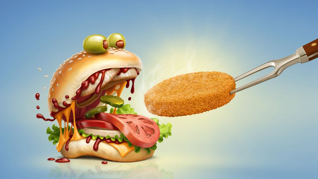 Burger, Monster, Tasty, Cgi, HD, 2K, 4K