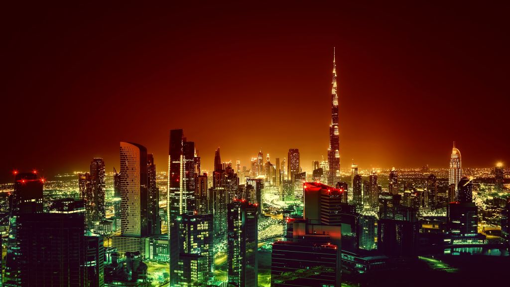 Бурдж Халифа, Дубай, Городской Пейзаж, Ночь, HD, 2K, 4K