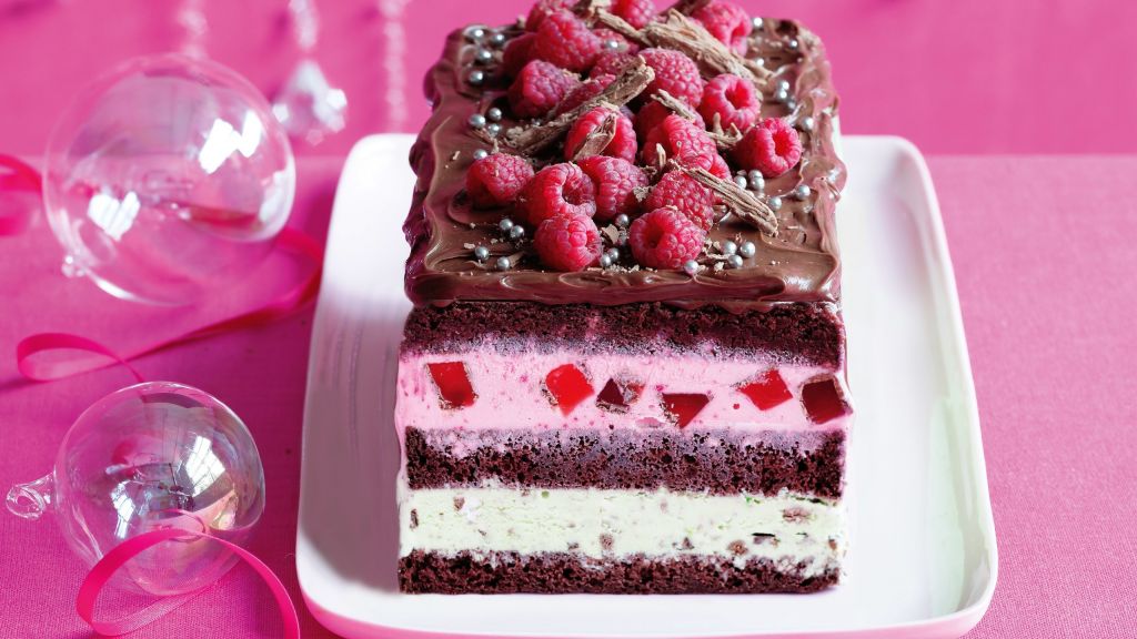 Торт, Шоколад, Мороженое, Ягоды, Малина, Розовая, HD, 2K