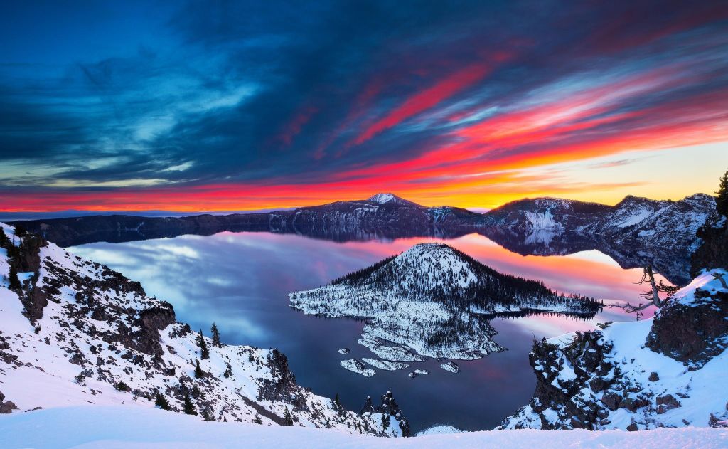 Кратерное Озеро Национальный Парк, Каскадные Горы, HD, 2K
