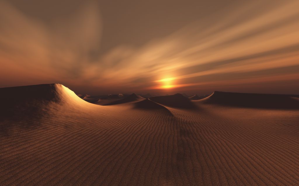 Пустыня, Закат, HD, 2K, 4K, 5K