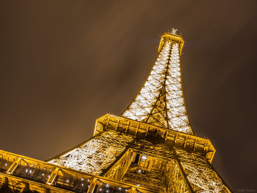 Эйфелева Башня, Ночь, Марсово Поле, Париж, HD, 2K