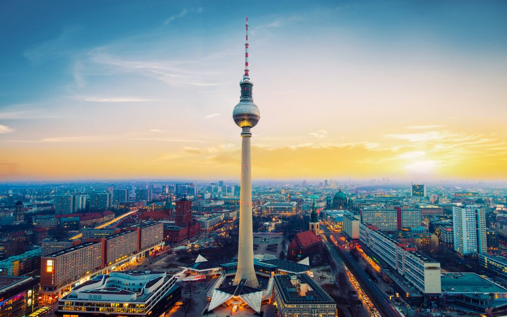 Fernsehturm Berlin, Телебашня, Берлин, Германия, HD, 2K, 4K