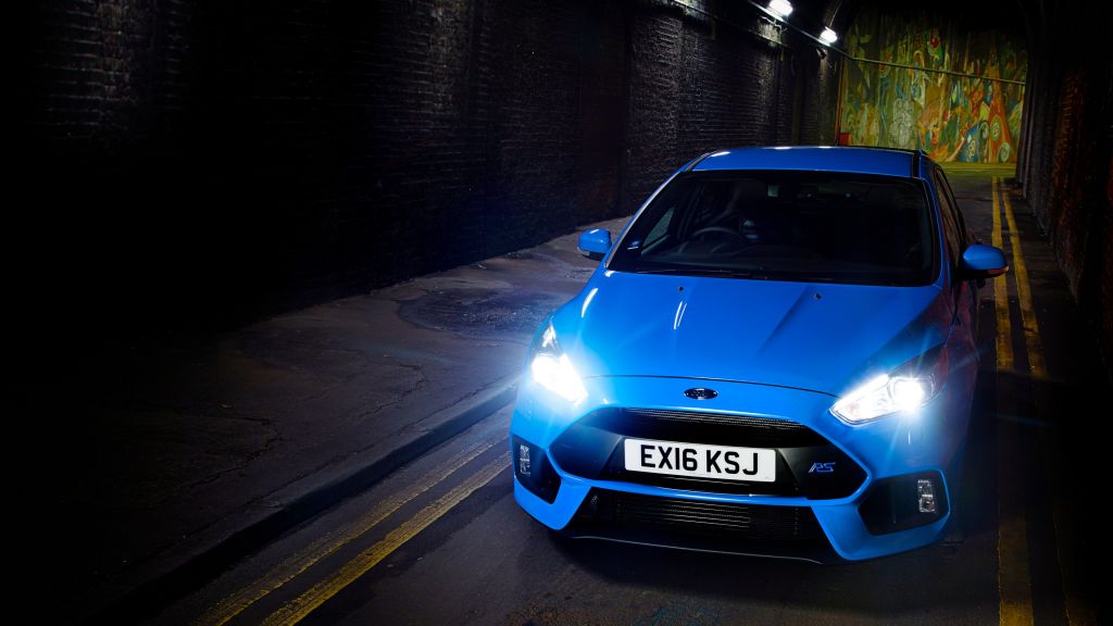 Ford Focus Rs, Хэтчбек, Синий, Ночь, HD, 2K, 4K