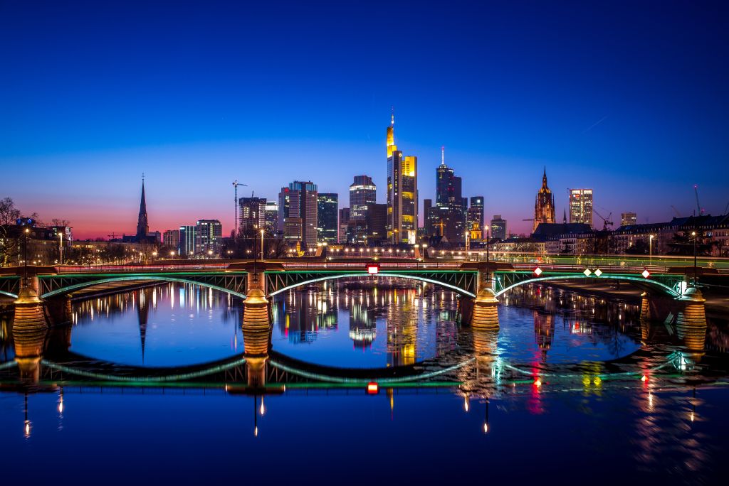 Франкфурт, Nightscape, Германия, HD, 2K, 4K, 5K